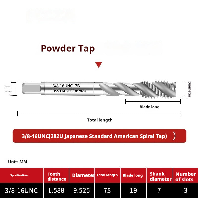 2124-282U American Japanese Standard Powder Screw Machine Tapping Tip Tapping Series Powder High Speed Steel Tap Shandong Denso Pricision Tools Co.,Ltd.